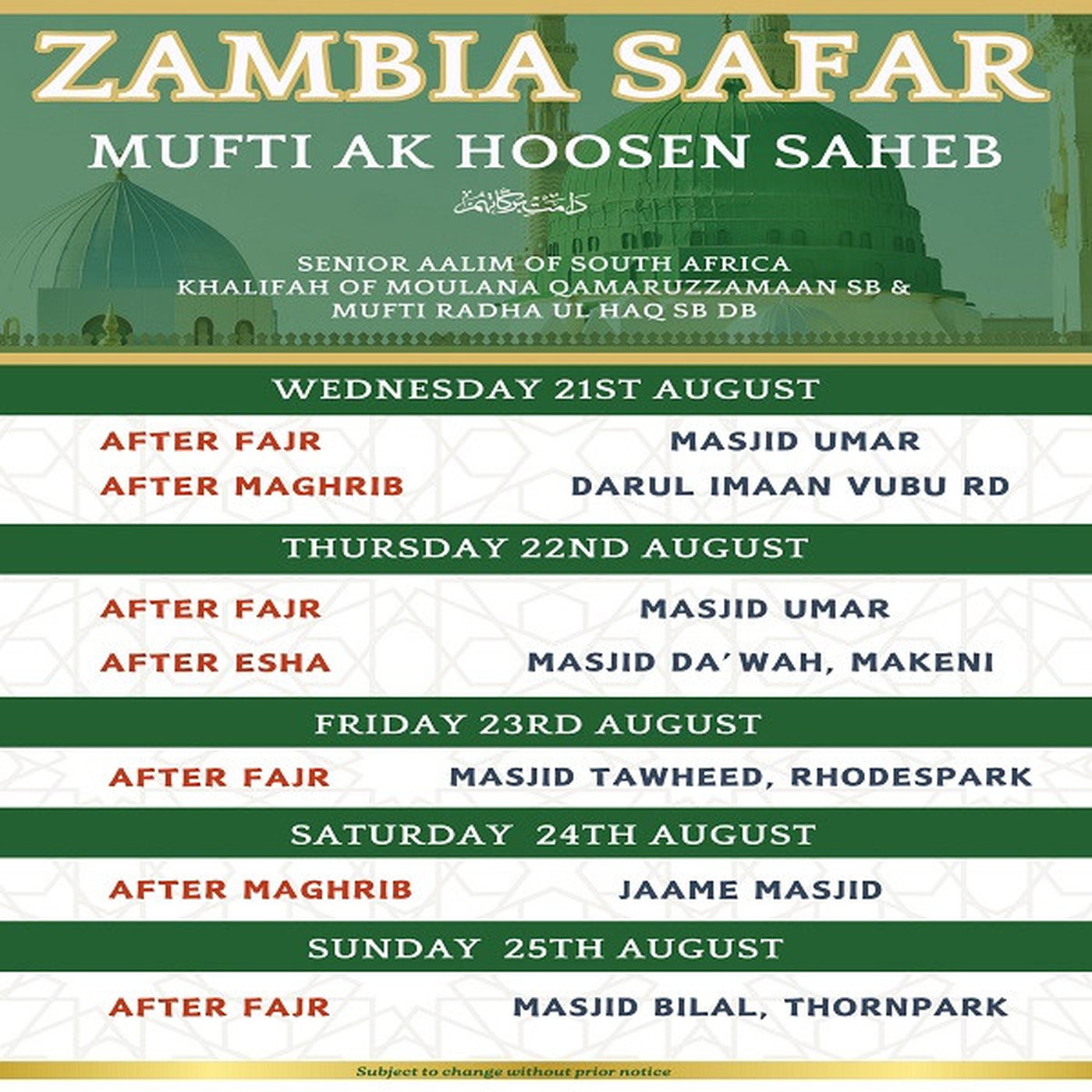 23RD AUGUST 2024 - MUFTI AK HOOSEN JUMMUAH BAYAAN IN LIVINGSTONE ZAMBIA episode artwork