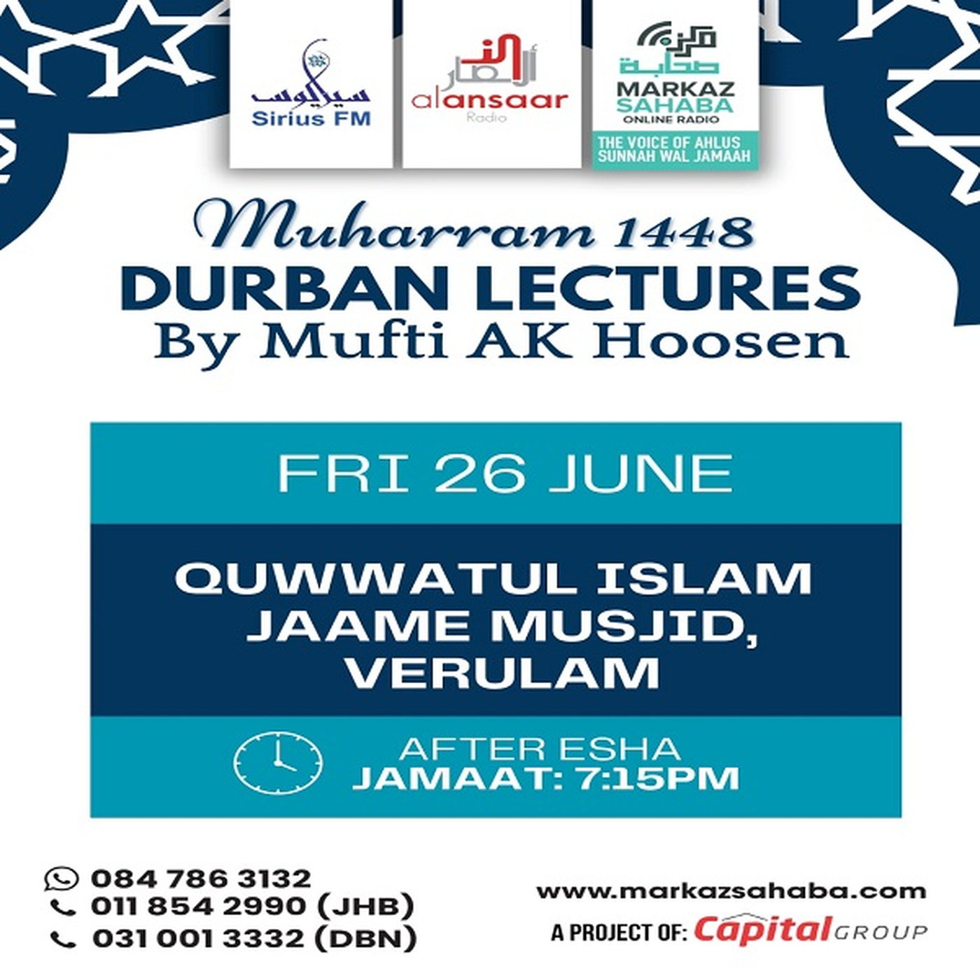 26 June 2026 - Quwwatul Islam Jaame Masjid - Verulam episode artwork
