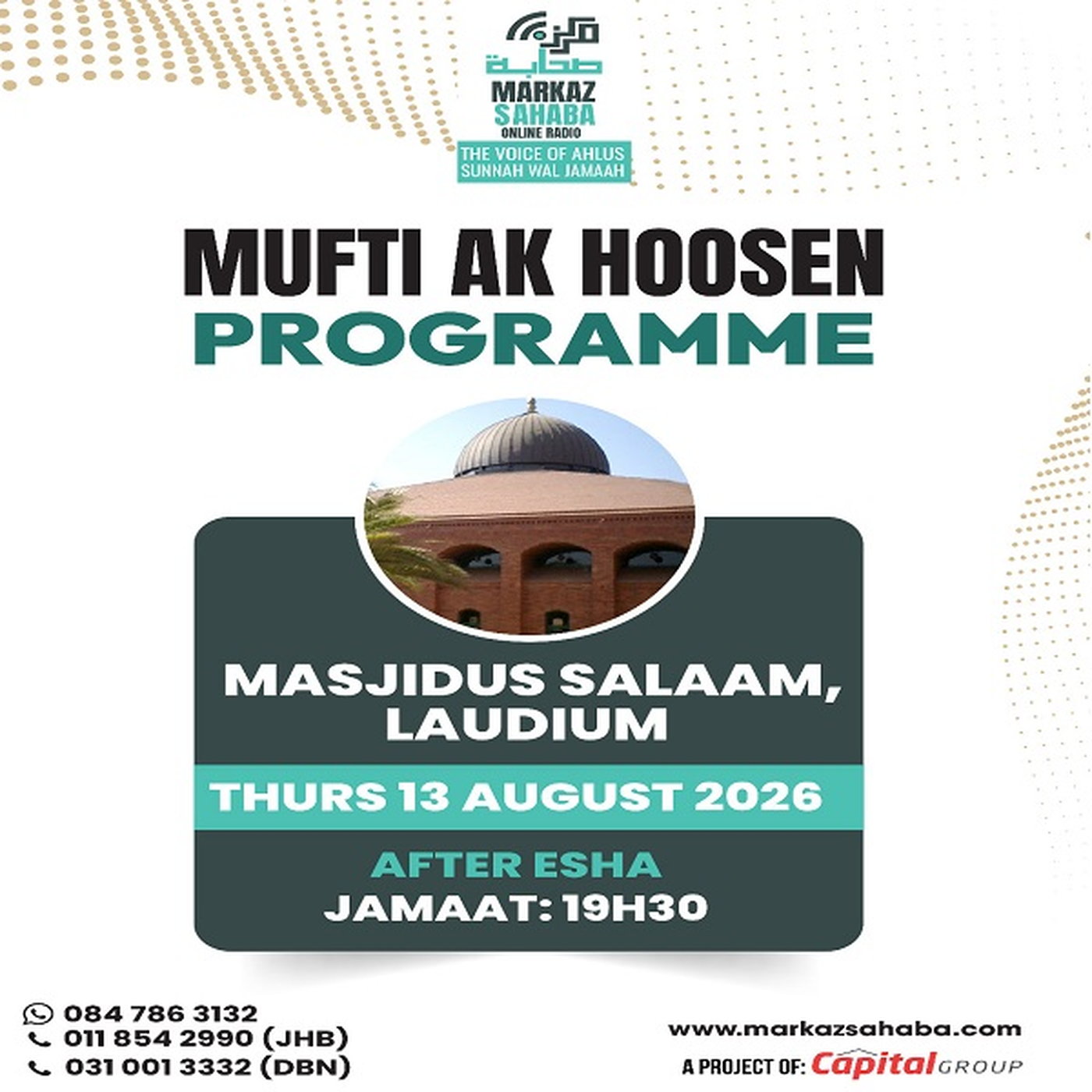 13 August 2026 - Mufti AK Programme episode artwork